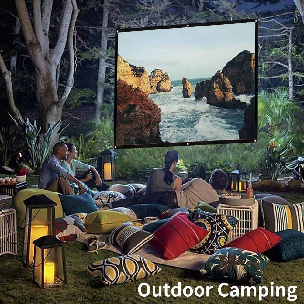 Projector Screen 150 Inch, 4K Movie Projector Screen 16:9 HD Foldable and Portable Anti-Crease