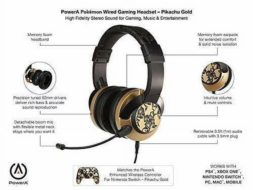 Wired Gaming Headset -  Pikachu Gold -